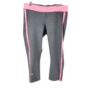 Under Armour Active Capri Leggings Gray Pink Stripe Medium Large